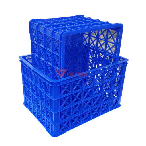 thùng nhựa rỗng hs022 có 8 bánh xe_lồng vào nhau
