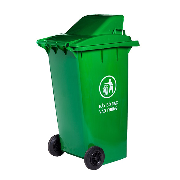 Thùng rác nắp hở 240 lít màu xanh