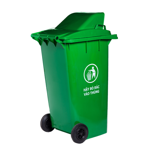 thùng rác nắp hở 240 lít màu xanh