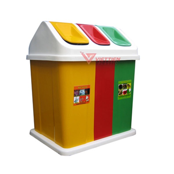 Thùng rác 3 ngăn nhiệm vụ dùng để phân loại rác