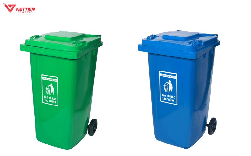 quy định màu sắc thùng rác xanh lá xanh dương
