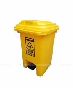 thùng rác y tế 60 lít đạp chân màu vàng