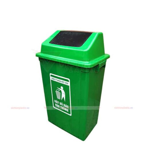 thùng rác nắp lật 60 lít màu xanh lá
