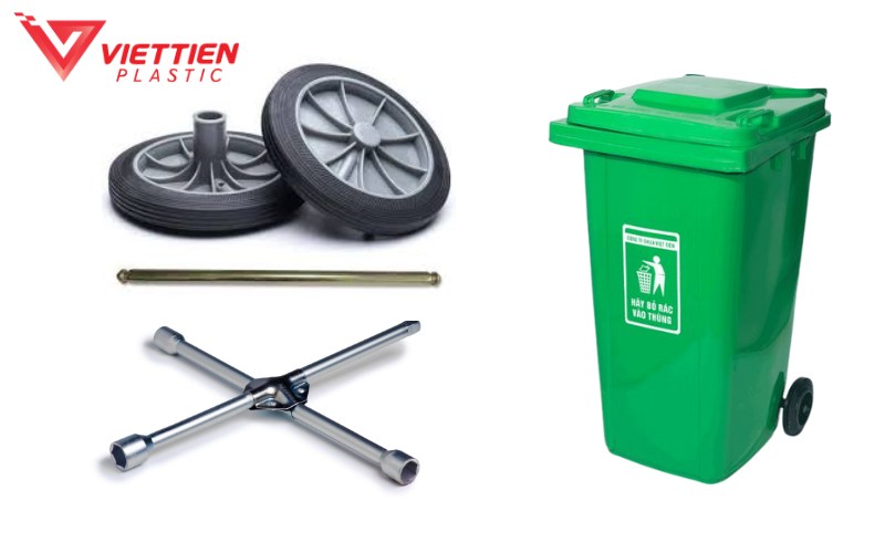Cách lắp bánh xe thùng rác đúng kỹ thuật