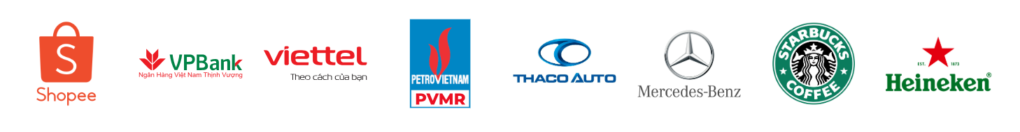 Khách hàng của Nhựa Việt Tiến: Shopee, VPBank, Viettel, PVMR, Thaco Auto, Mercedes-Benz, Starbucks, Heineken
