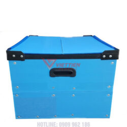 thùng nhựa danpla màu xanh nắp đôi màu xanh-2