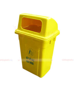 thùng rác 90l màu vàng