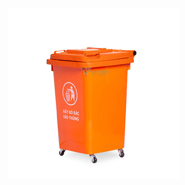 thùng rác 60 lít màu cam