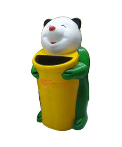 thùng rác gấu trúc màu xanh