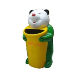 thùng rác gấu trúc màu xanh