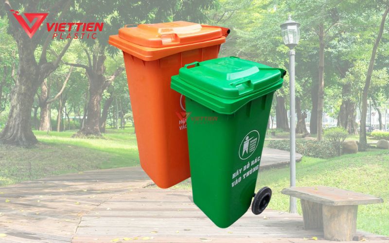 Thùng rác 120 lít HDPE bền bỉ, tiện dụng và phù hợp cho nhiều khu vực thu gom rác.