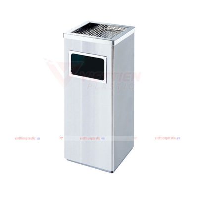 thùng rác inox gạt tàn vuông