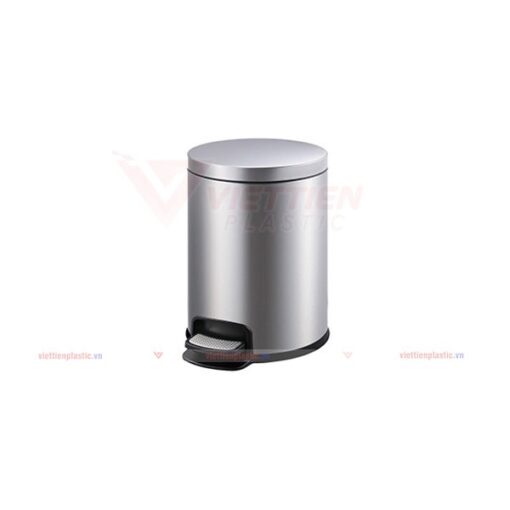 thùng rác inox tròn đạp chân 5L màu xám