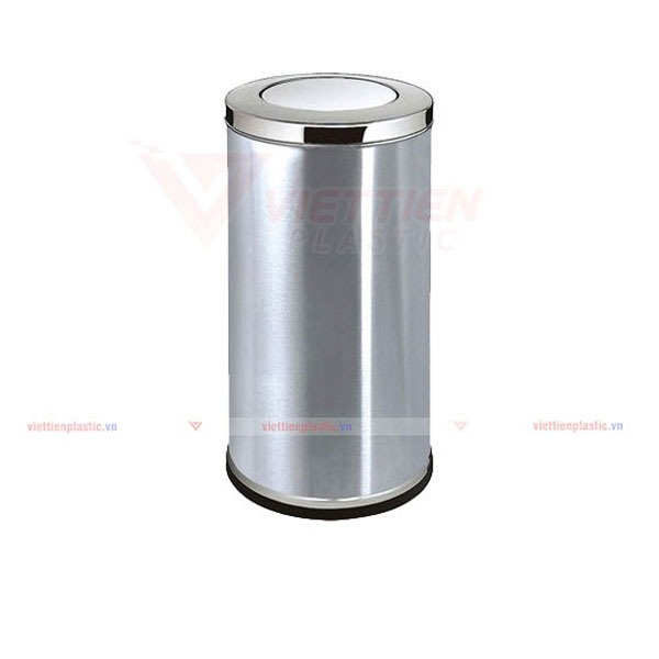 thùng rác inox tròn nắp lật lớn