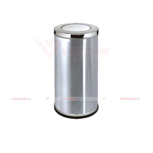 thùng rác inox tròn nắp lật trung