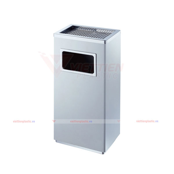 thùng rác inox vuông gạt tàn lớn