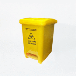 thùng rác đạp chân y tế màu vàng 15 lít