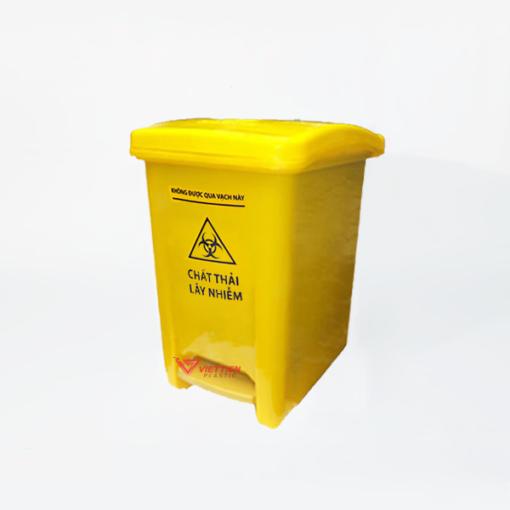 thùng rác đạp chân y tế màu vàng 15 lít