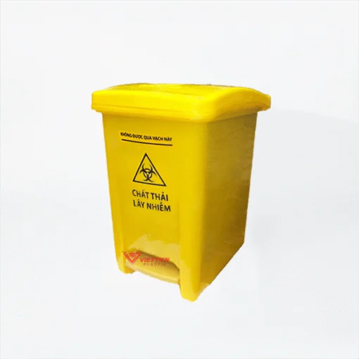 Thùng rác đạp chân y tế màu vàng 15 lít