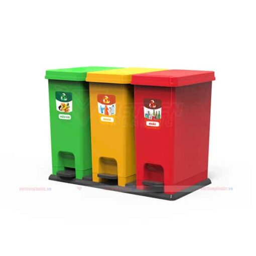 thùng rác nhựa phân loại 3 ngăn