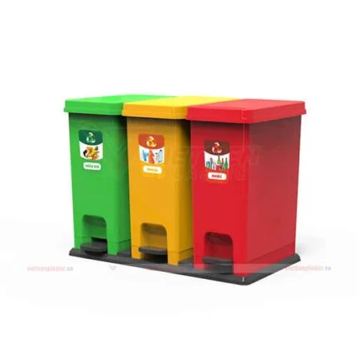 thùng rác nhựa phân loại 3 ngăn