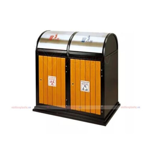 Thùng rác inox phân loại 2 ngăn