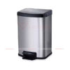 thùng rác inox chữ nhật đạp chân 20L màu bạc
