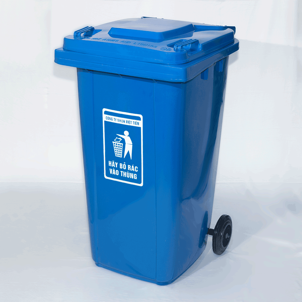 thùng rác 240l màu xanh dương