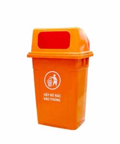 thùng rác công nghiệp 90 lít nắp hở màu cam