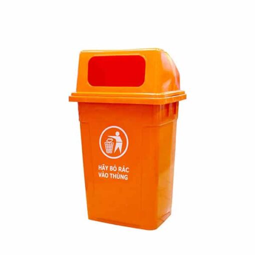 thùng rác công nghiệp 90 lít nắp hở màu cam