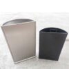thùng rác inox bán nguyệt đen bạc