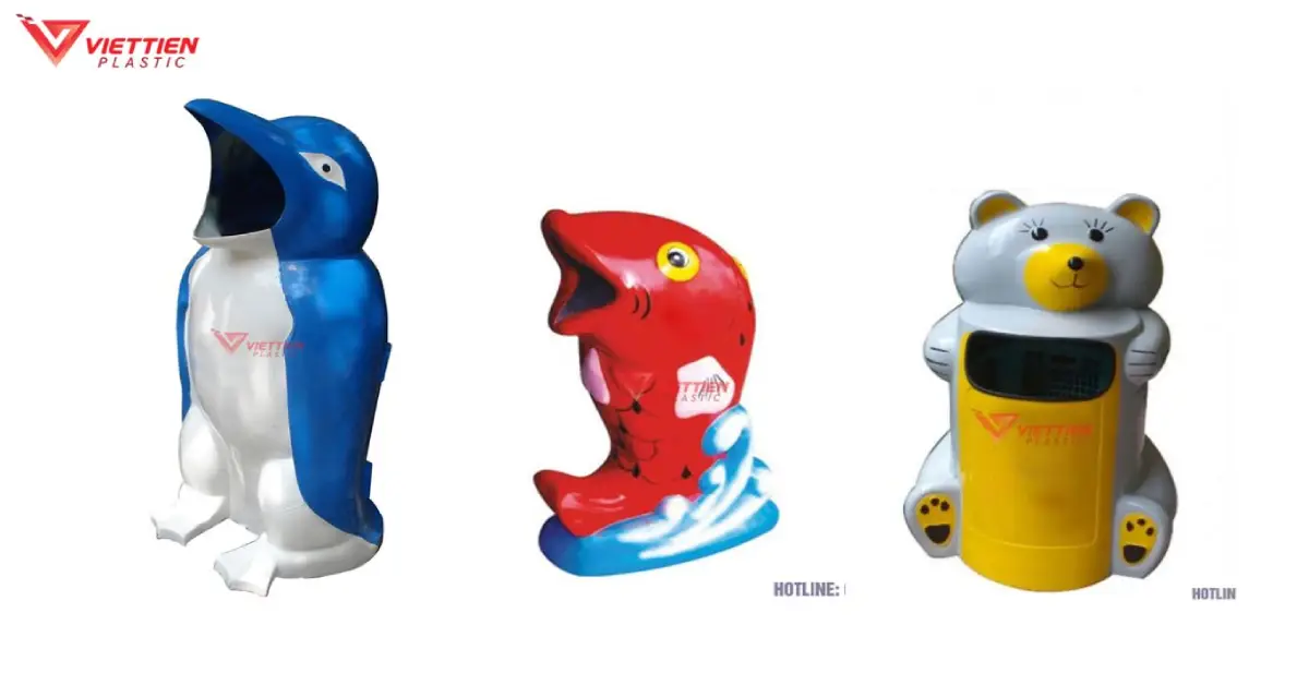 Thùng đựng rác ngoài trời hình con thú tại Nhựa Viết Tiến