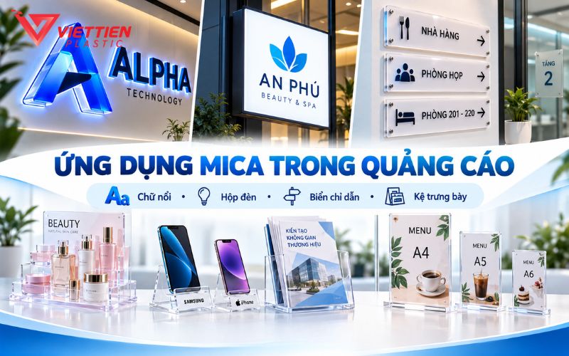 Chữ nổi, biển hiệu và hộp đèn quảng cáo bằng mica