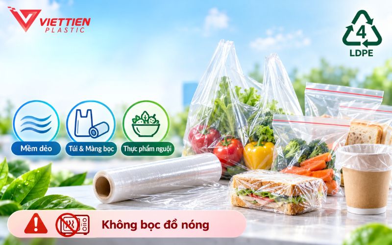 LDPE mềm dẻo, dùng cho túi và màng bọc thực phẩm