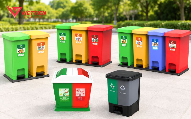 Thùng rác phân loại hỗ trợ tách nhiều nhóm chất thải ngay tại nguồn