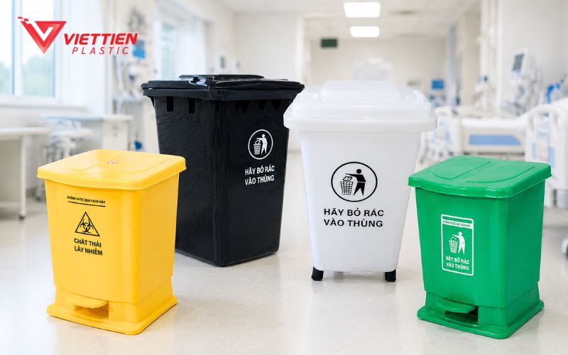 Thùng rác y tế hỗ trợ thu gom và phân loại chất thải tại cơ sở y tế