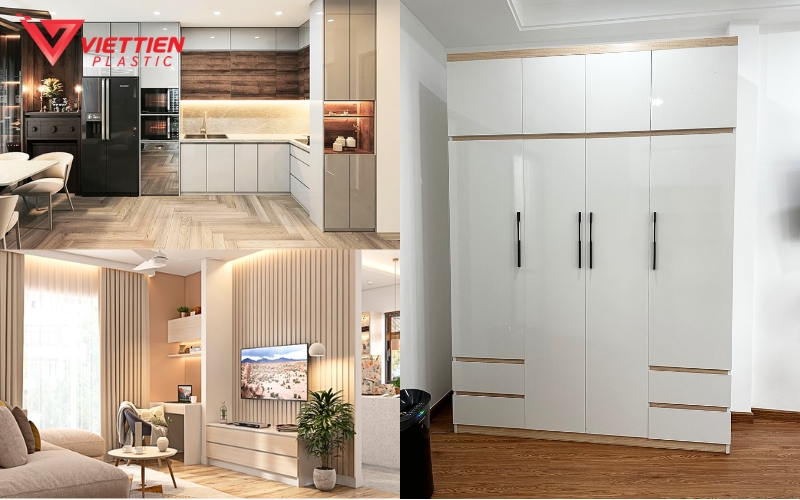 Nhựa Ecoplast dùng làm tủ bếp, tủ quần áo, giường và kệ