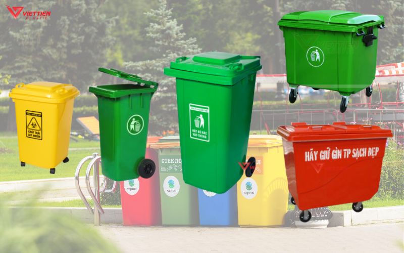 Các loại thùng rác nhựa có bánh xe phổ biến