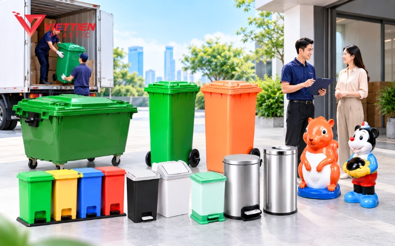 Tư vấn thùng rác đúng dung tích, kích thước và không gian bố trí thực tế