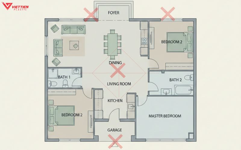 vị trí không nên đặt thùng rác