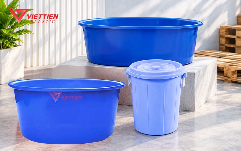 Thùng nhựa tròn có kích thước đa dạng với dung tích từ 25 - 4.000 lít