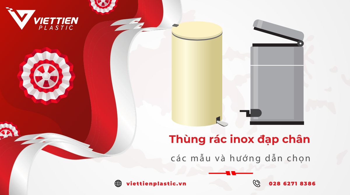10 mẫu thùng rác inox đạp chân hình tròn, chữ nhật (5L-30L)