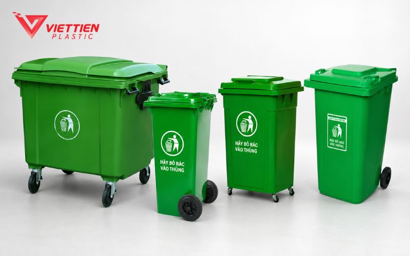 Thùng rác công cộng có bánh xe dung tích lớn, phù hợp ngoài trời
