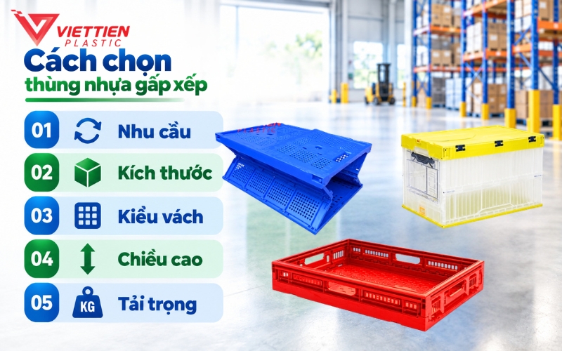 Chọn thùng gấp xếp theo kích thước, kiểu vách, chiều cao và tải trọng