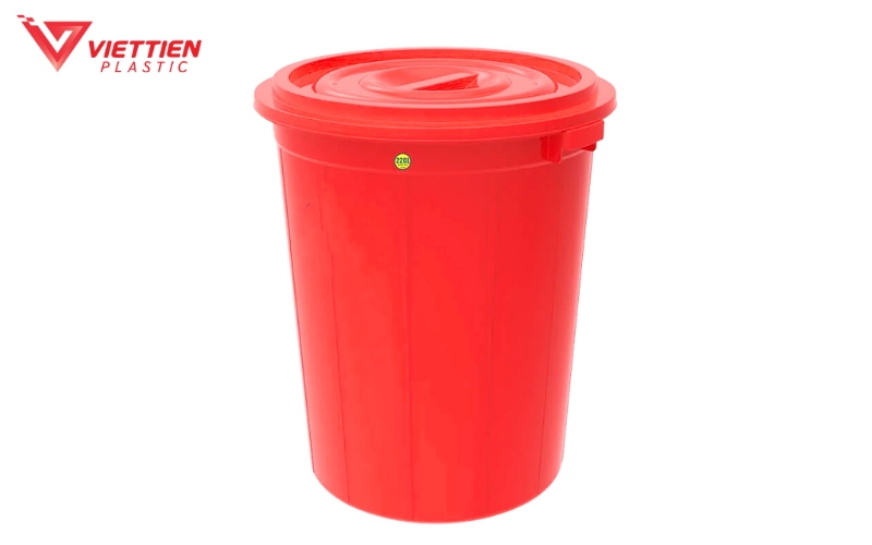 Thùng tròn 200 lít miệng rộng, thuận tiện thao tác