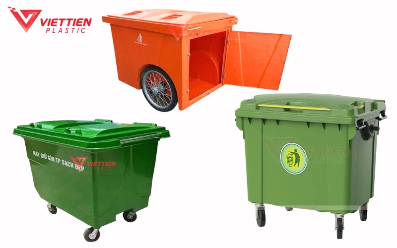 Xe gom rác 1.000 lít phù hợp các điểm tập kết rác lớn